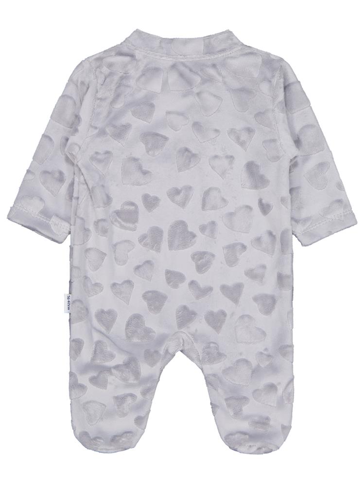 Minidamla Kız Ayı Tavşan Nakış Fermuarlı 1-6 Ay Tulum - Gri