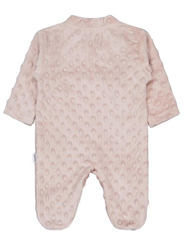 Minidamla Kız Ayı Tavşan Nakış Fermuarlı 1-6 Ay Tulum - Kahverengi