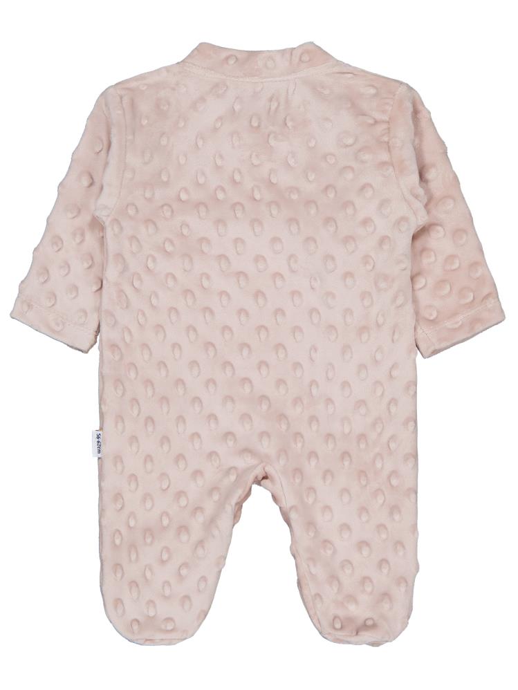 Minidamla Kız Ayı Tavşan Nakış Fermuarlı 1-6 Ay Tulum - Kahverengi