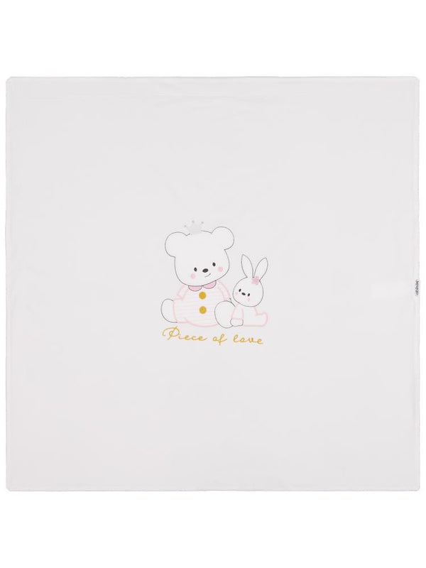 Minidamla Kız Ayı Tavşan Nakış Battaniye - Ekru