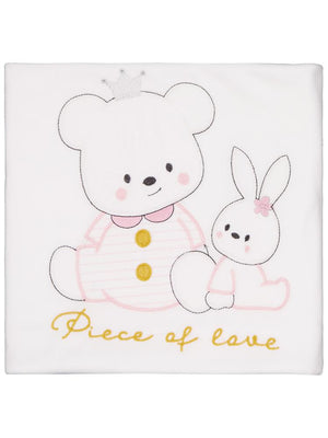 Minidamla Kız Ayı Tavşan Nakış Battaniye - Ekru