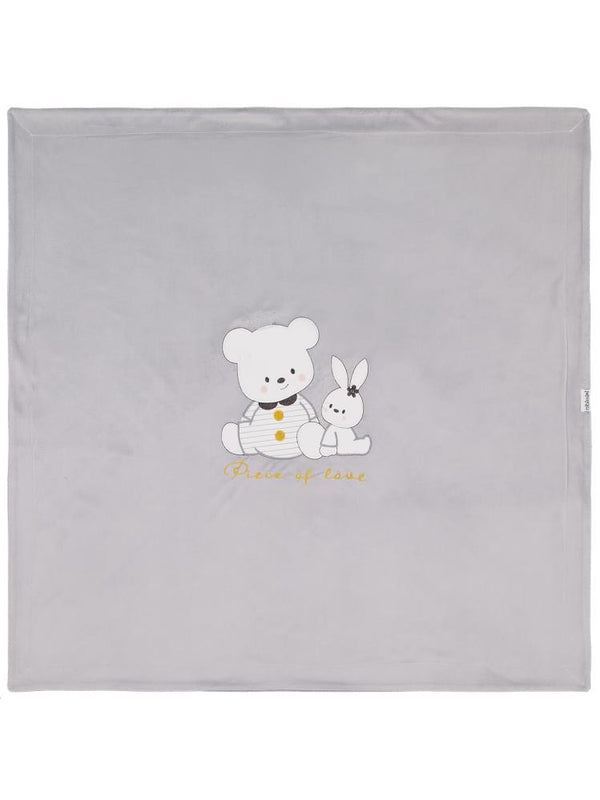 Minidamla Kız Ayı Tavşan Nakış Battaniye - Gri