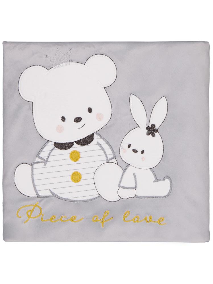 Minidamla Kız Ayı Tavşan Nakış Battaniye - Gri