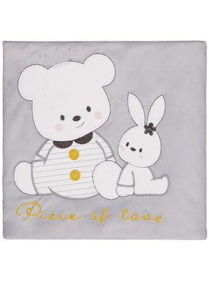 Minidamla Kız Ayı Tavşan Nakış Battaniye - Gri