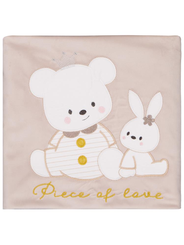 Minidamla Kız Ayı Tavşan Nakış Battaniye - Kahve