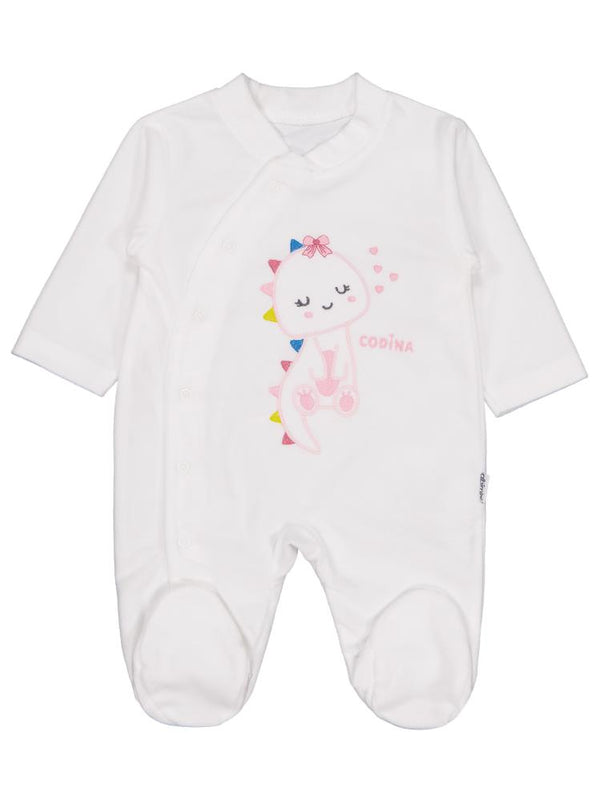 Minidamla Zürafa Nakış Çıtçıtlı 1-6 Ay Tulum - Ekru