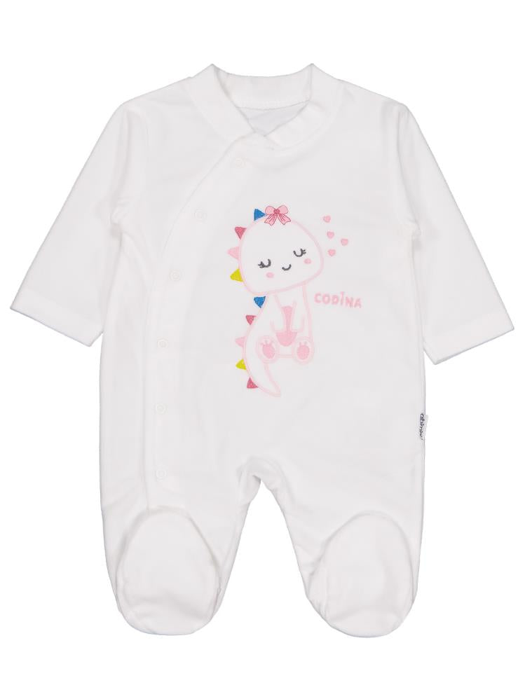 Minidamla Zürafa Nakış Çıtçıtlı 1-6 Ay Tulum - Ekru