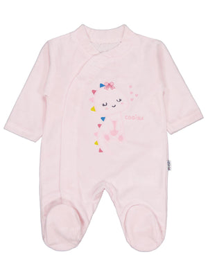 Minidamla Zürafa Nakış Çıtçıtlı 1-6 Ay Tulum - Pembe