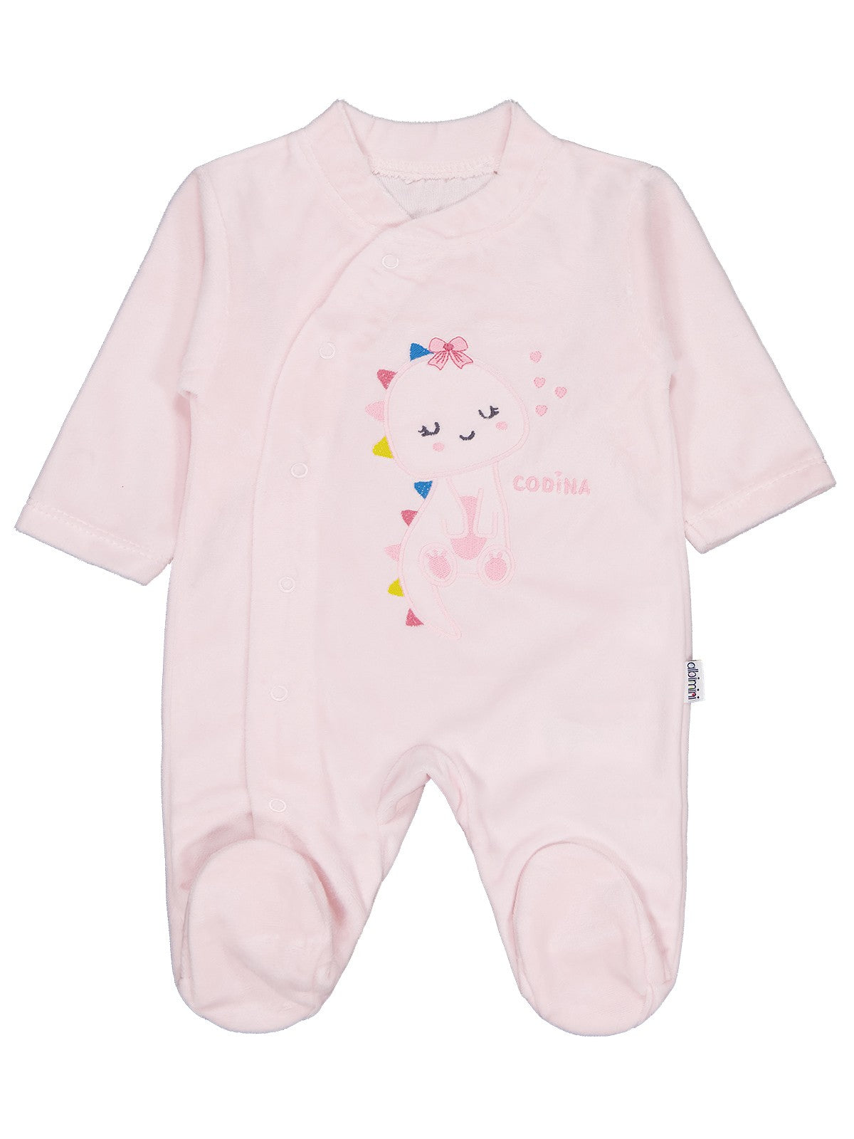 Minidamla Zürafa Nakış Çıtçıtlı 1-6 Ay Tulum - Pembe