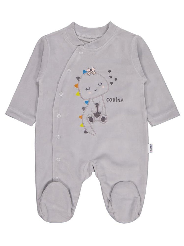 Minidamla Zürafa Nakış Çıtçıtlı 1-6 Ay Tulum - Gri