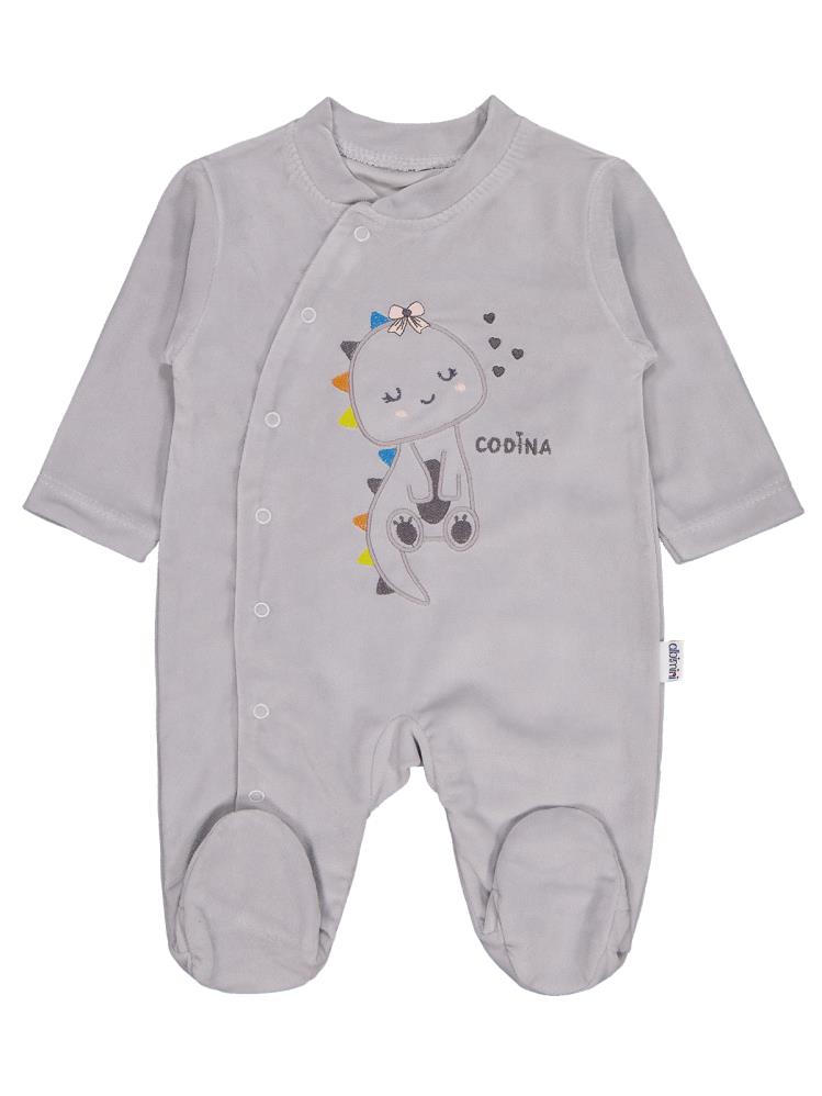 Minidamla Zürafa Nakış Çıtçıtlı 1-6 Ay Tulum - Gri