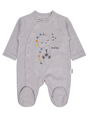 Minidamla Zürafa Nakış Çıtçıtlı 1-6 Ay Tulum - Gri
