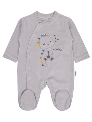 Minidamla Zürafa Nakış Çıtçıtlı 1-6 Ay Tulum - Gri