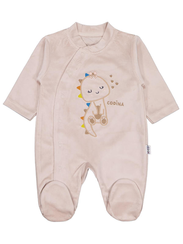 Minidamla Zürafa Nakış Çıtçıtlı 1-6 Ay Tulum - Kahve