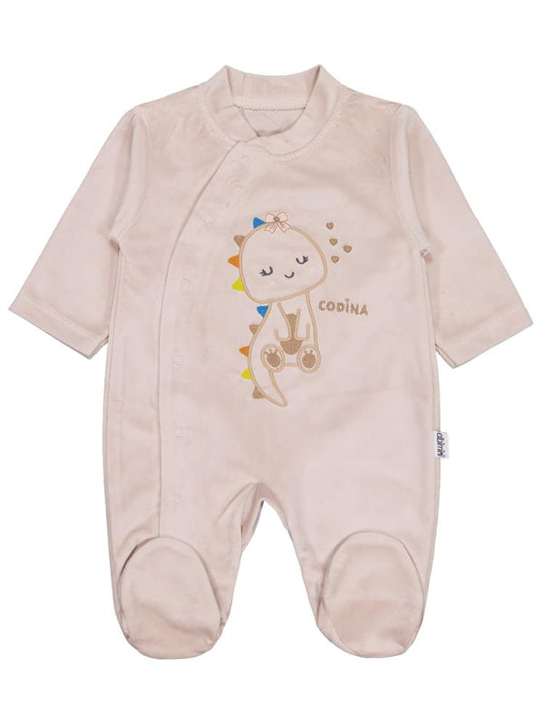 Minidamla Zürafa Nakış Çıtçıtlı 1-6 Ay Tulum - Kahve