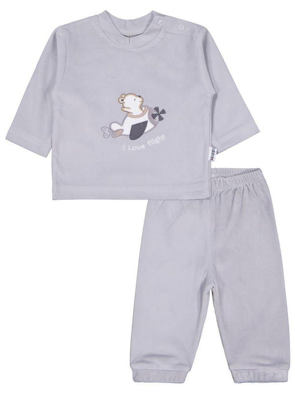 Minidamla Velboa Uçaklı Erkek 2Li 1-6 Ay Takım - Mavi