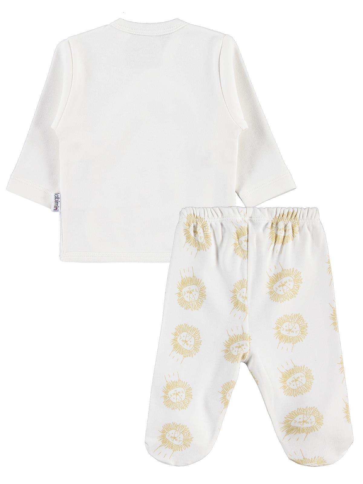 Minidamla Aslan Desenli 5'li Zıbın Takımları - Ekru