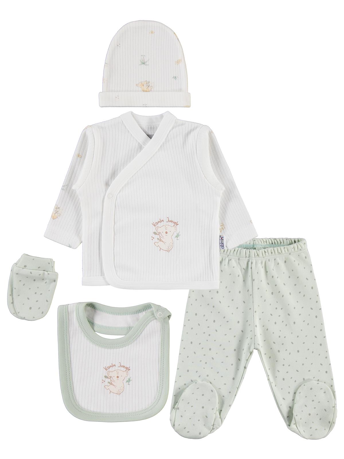 Minidamla Koala Desenli 5'li Zıbın Takımı - Yeşil