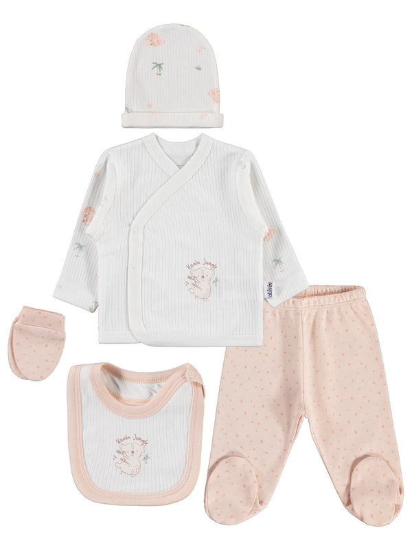Minidamla Koala Desenli 5'li Zıbın Takımı - Pudra