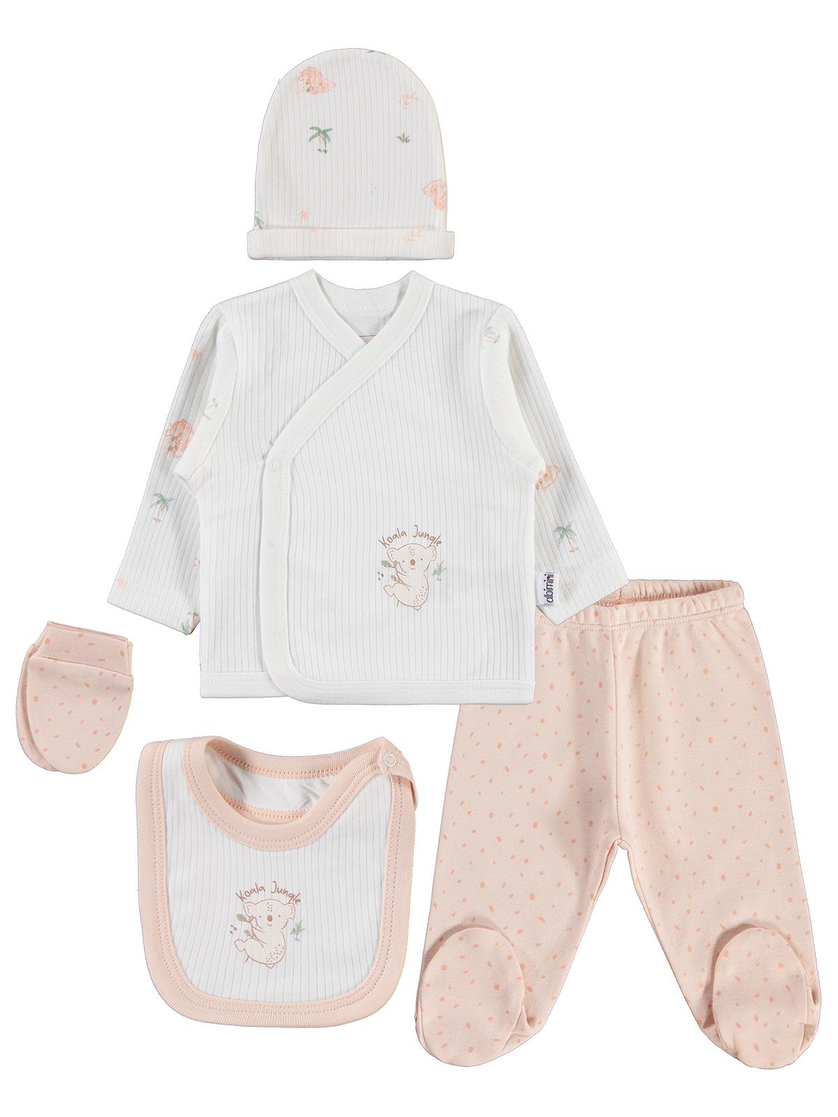 Minidamla Koala Desenli 5'li Zıbın Takımı - Pudra