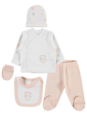 Minidamla Koala Desenli 5'li Zıbın Takımı - Pudra