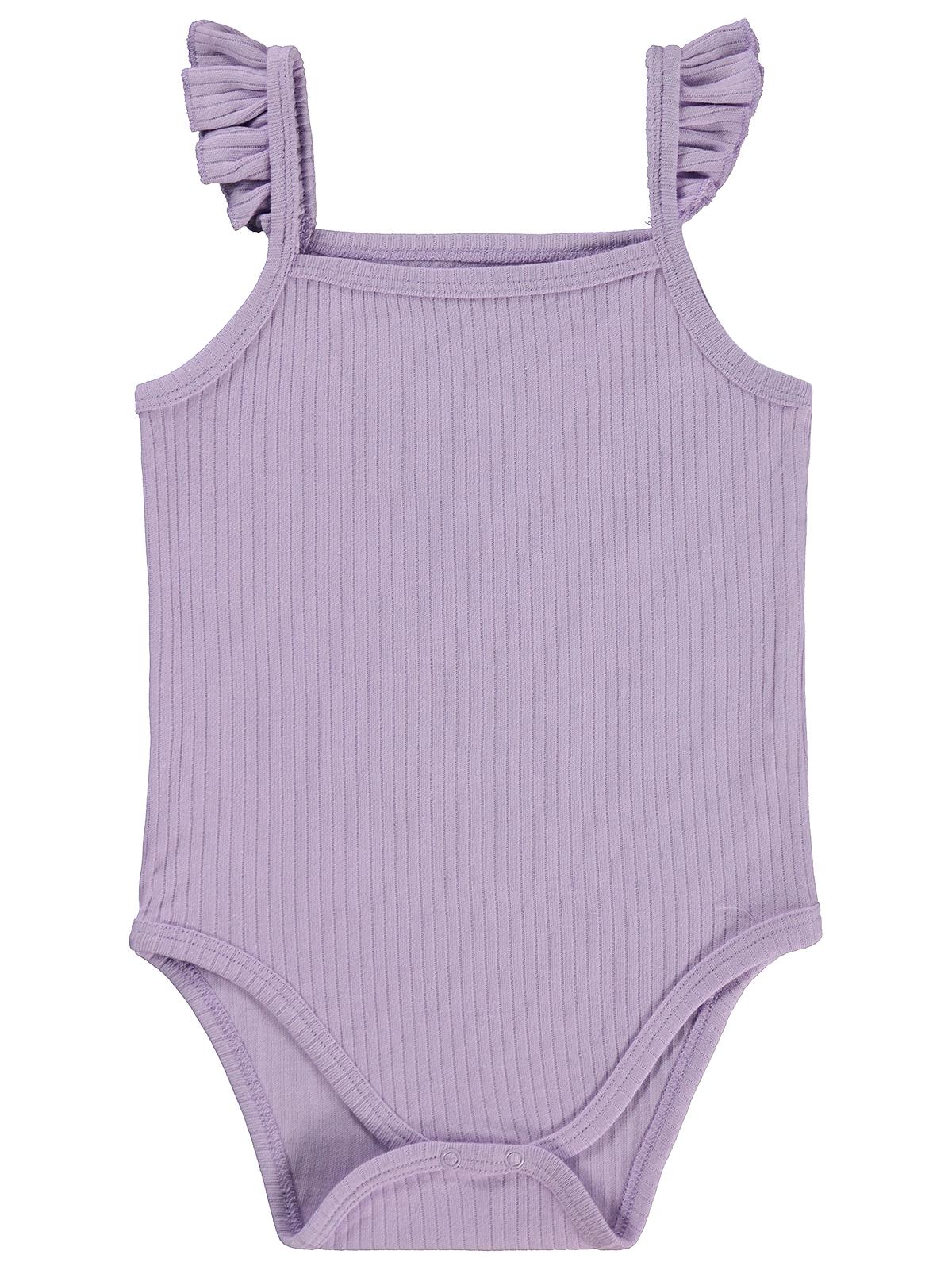 Albimini Askılı Fırfırlı 1-18 Ay Çıtçıtlı Badi - Lila