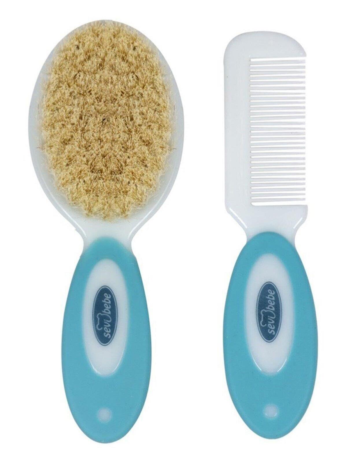 Sevi Bebe Naturel Fırça Tarak Seti - Mavi