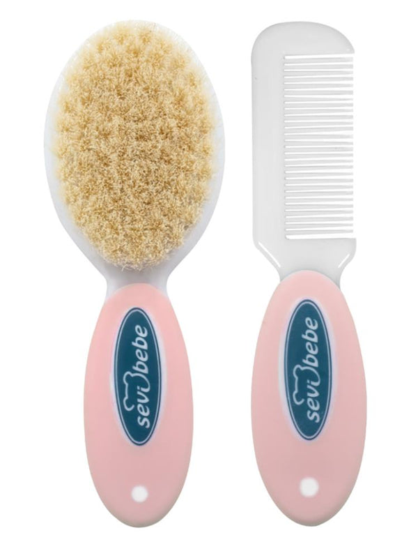 Sevi Bebe Naturel Fırça Tarak Seti - Pembe