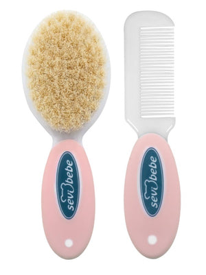 Sevi Bebe Naturel Fırça Tarak Seti - Pembe