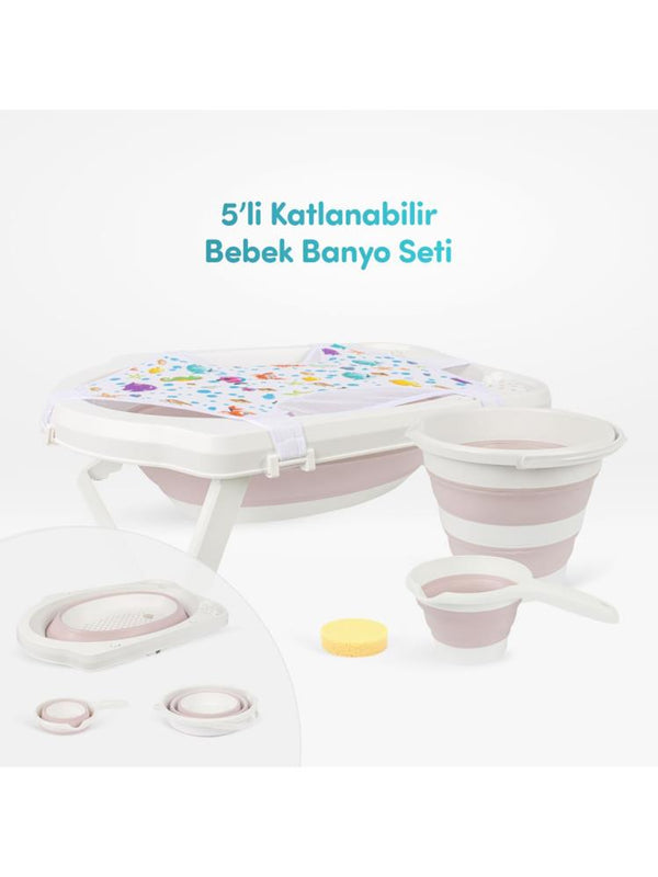 Sevi Bebe 5'li Katlanabilir Bebek Banyo Seti - Pembe