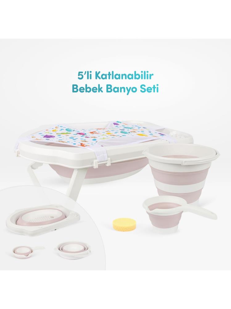Sevi Bebe 5'li Katlanabilir Bebek Banyo Seti - Pembe