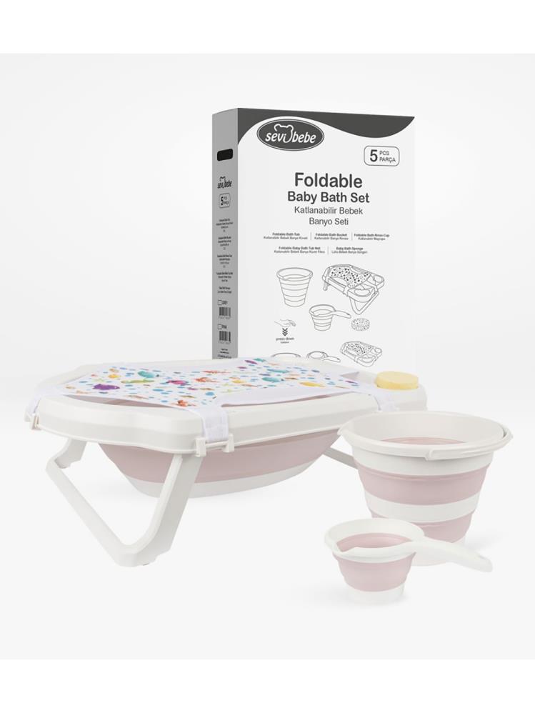 Sevi Bebe 5'li Katlanabilir Bebek Banyo Seti - Pembe