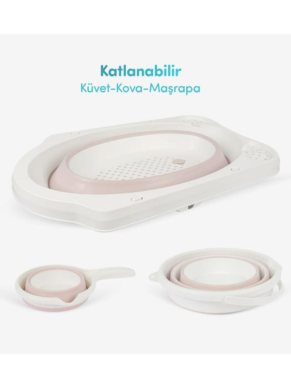 Sevi Bebe 5'li Katlanabilir Bebek Banyo Seti - Pembe
