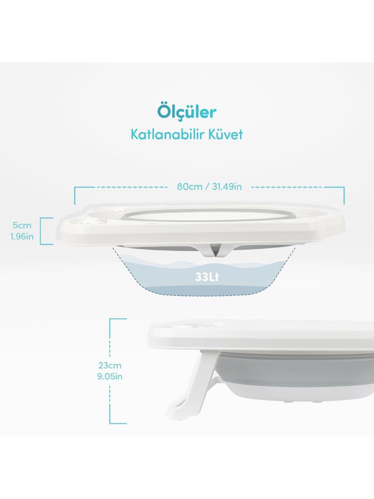 Sevi Bebe 5'li Katlanabilir Bebek Banyo Seti - Gri