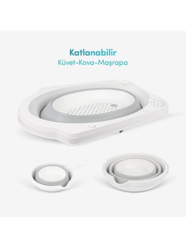 Sevi Bebe 5'li Katlanabilir Bebek Banyo Seti - Gri