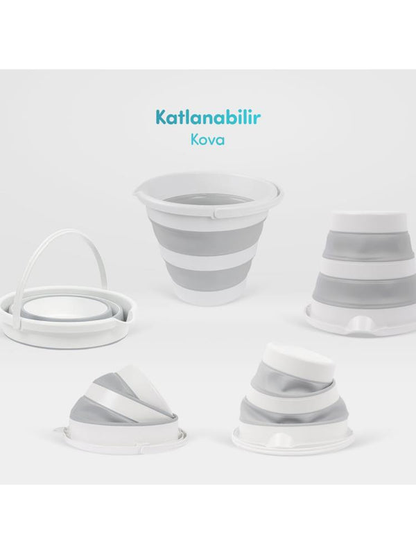 Sevi Bebe 5'li Katlanabilir Bebek Banyo Seti - Gri