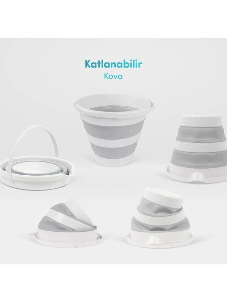 Sevi Bebe 5'li Katlanabilir Bebek Banyo Seti - Gri