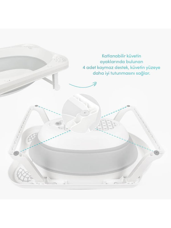 Sevi Bebe 5'li Katlanabilir Bebek Banyo Seti - Gri