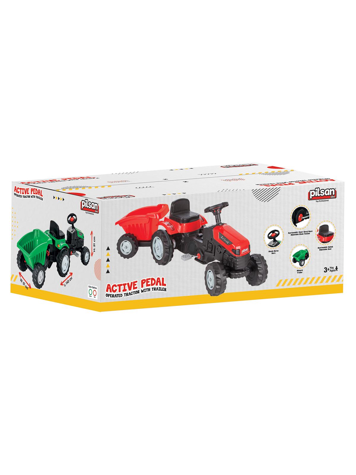 Pilsan Actıve Traktör Römorklu Pedallı - Yeşil
