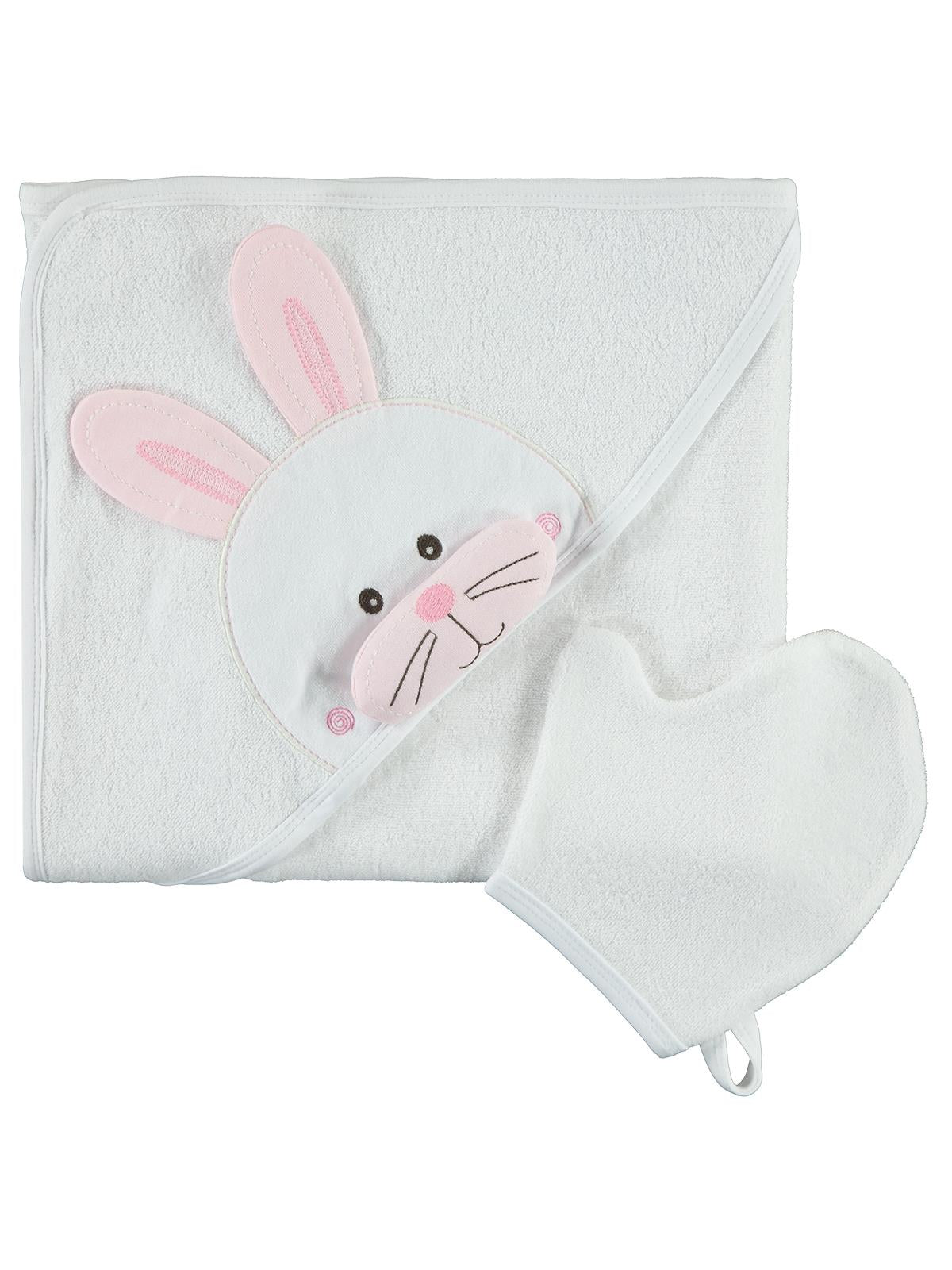 Mınıdamla Tavsan Nakıslı 3 Boyutlu Havlu - Pembe