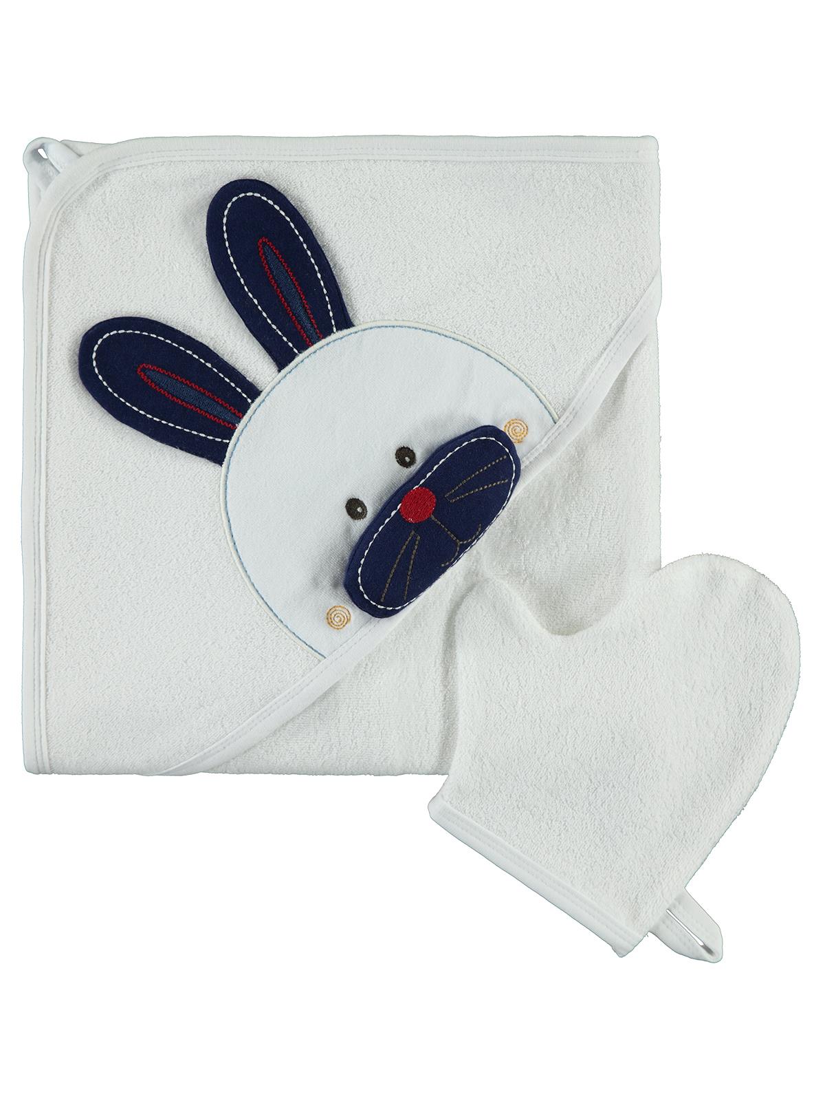 Mınıdamla Tavsan Nakıslı 3 Boyutlu Havlu - Mavi