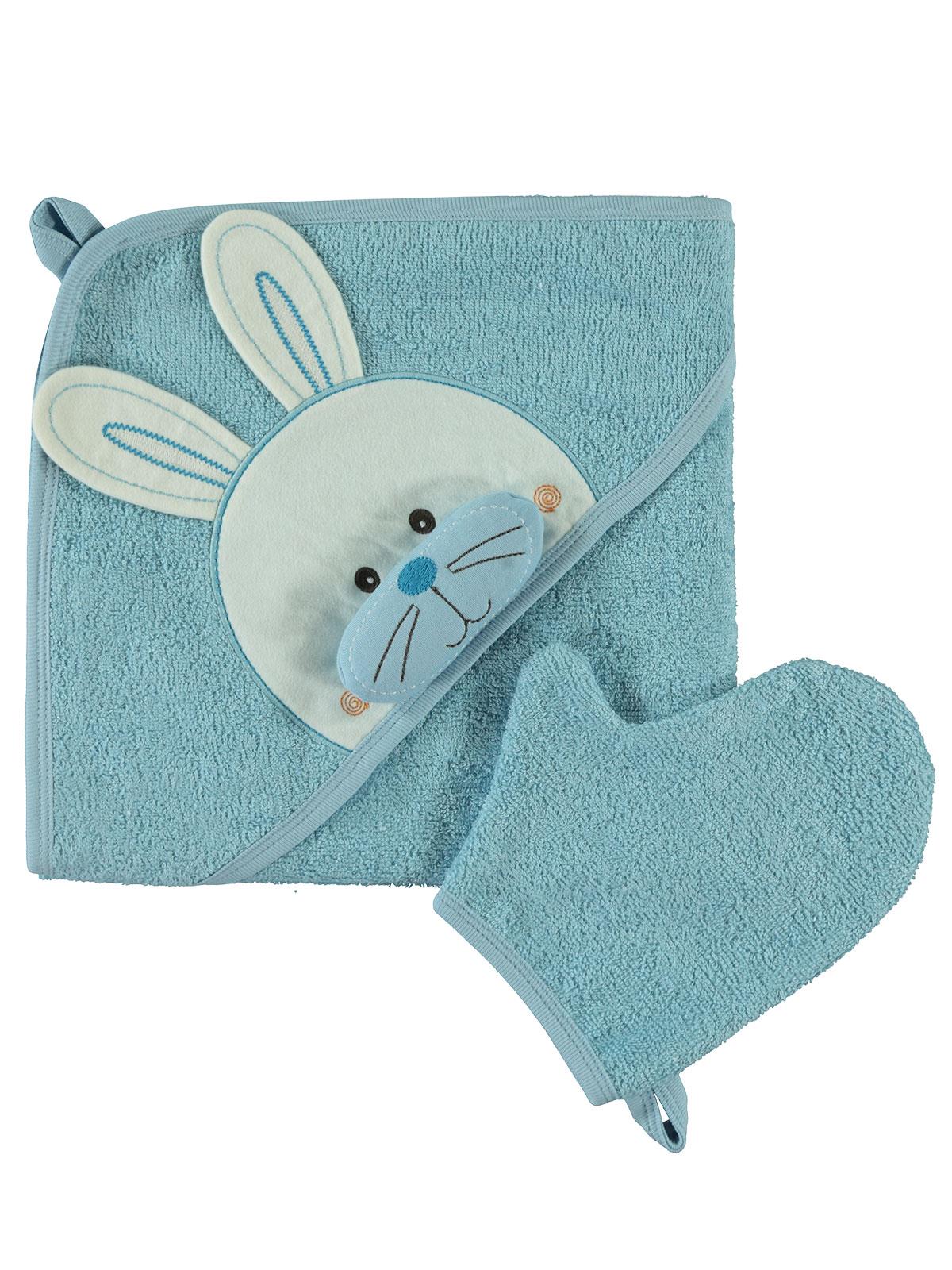 Mınıdamla Tavsan Nakıslı 3 Boyutlu Havlu - Mavi