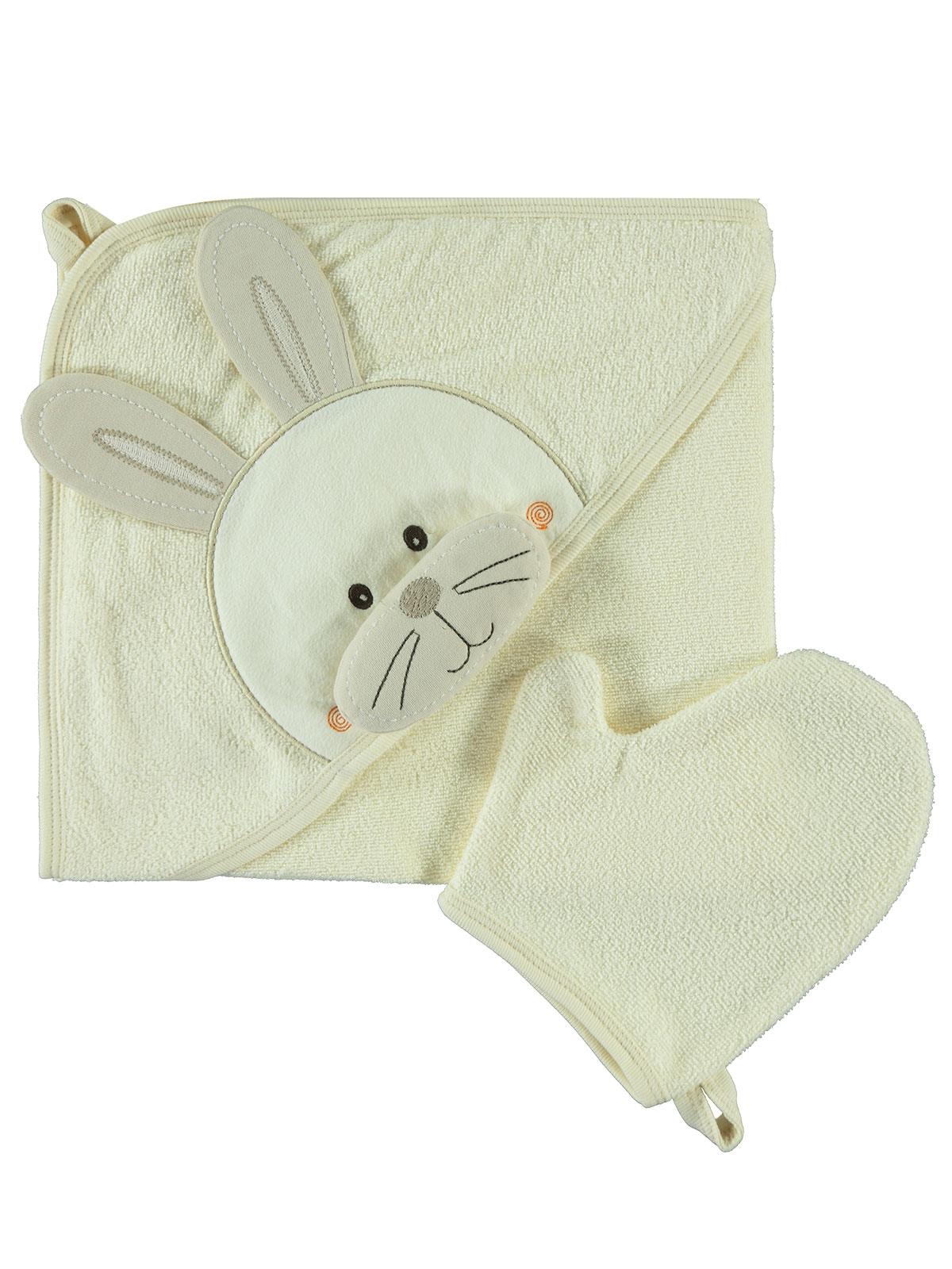 Mınıdamla Tavsan Nakıslı 3 Boyutlu Havlu - Bej