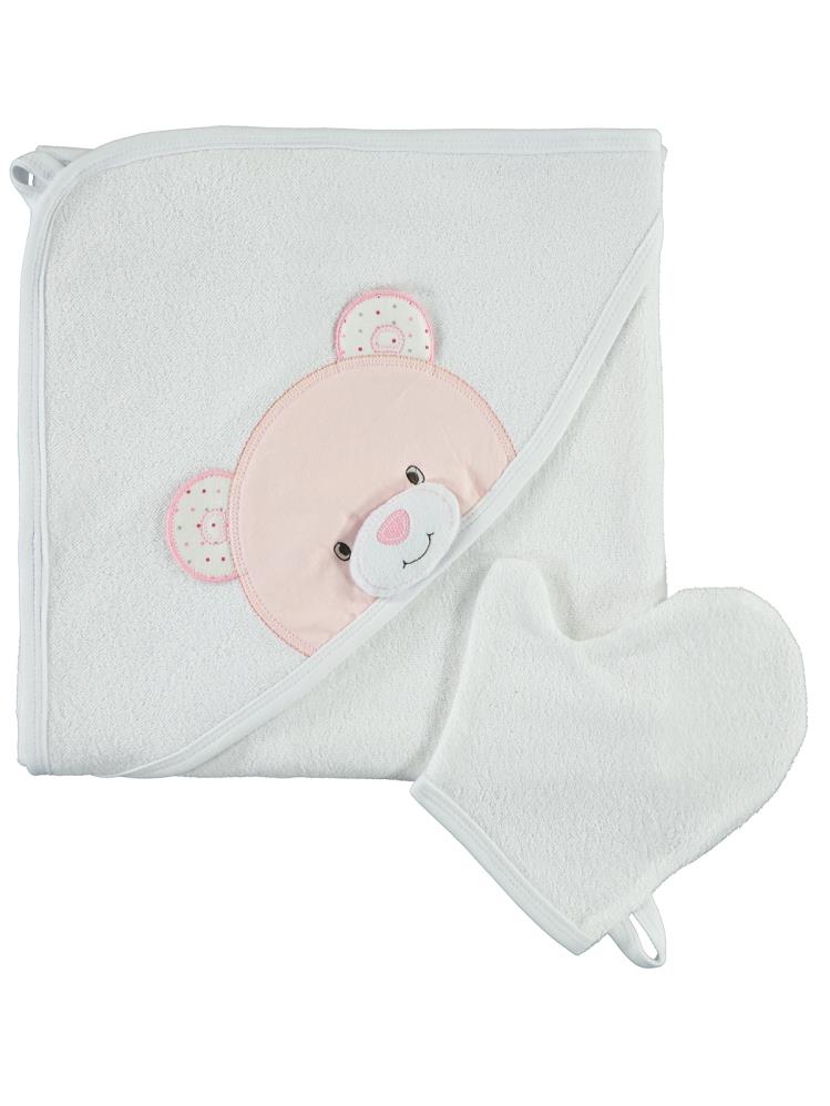 Minidamla Keseli Ayılı Kurulama Havlusu - Pembe