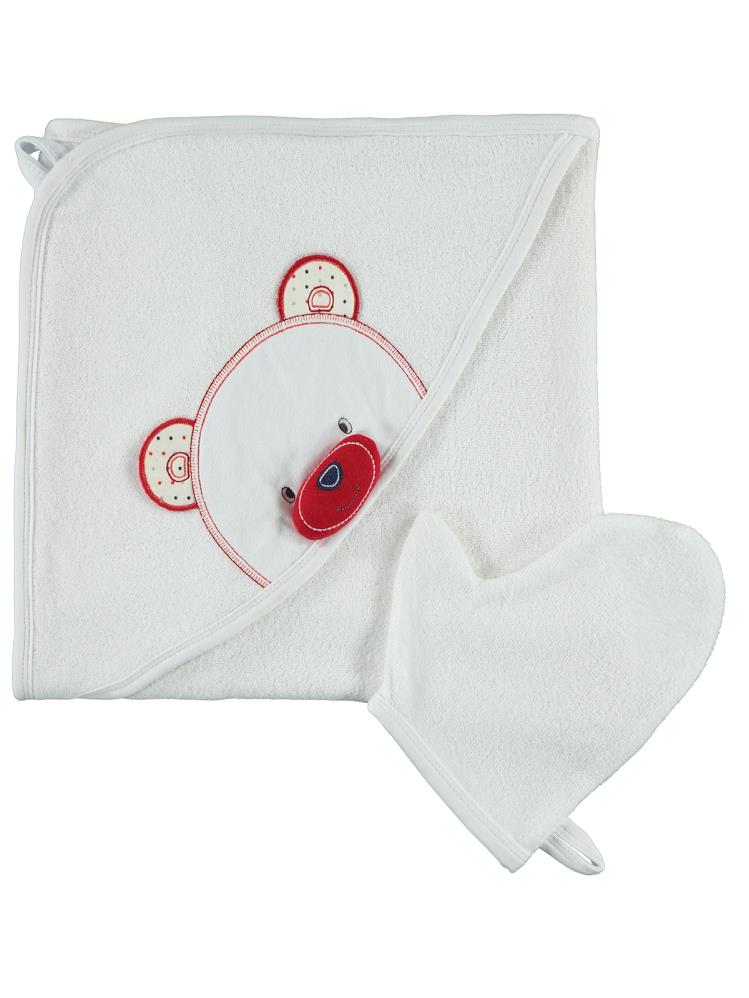 Minidamla Keseli Ayılı Kurulama Havlusu - Kırmızı