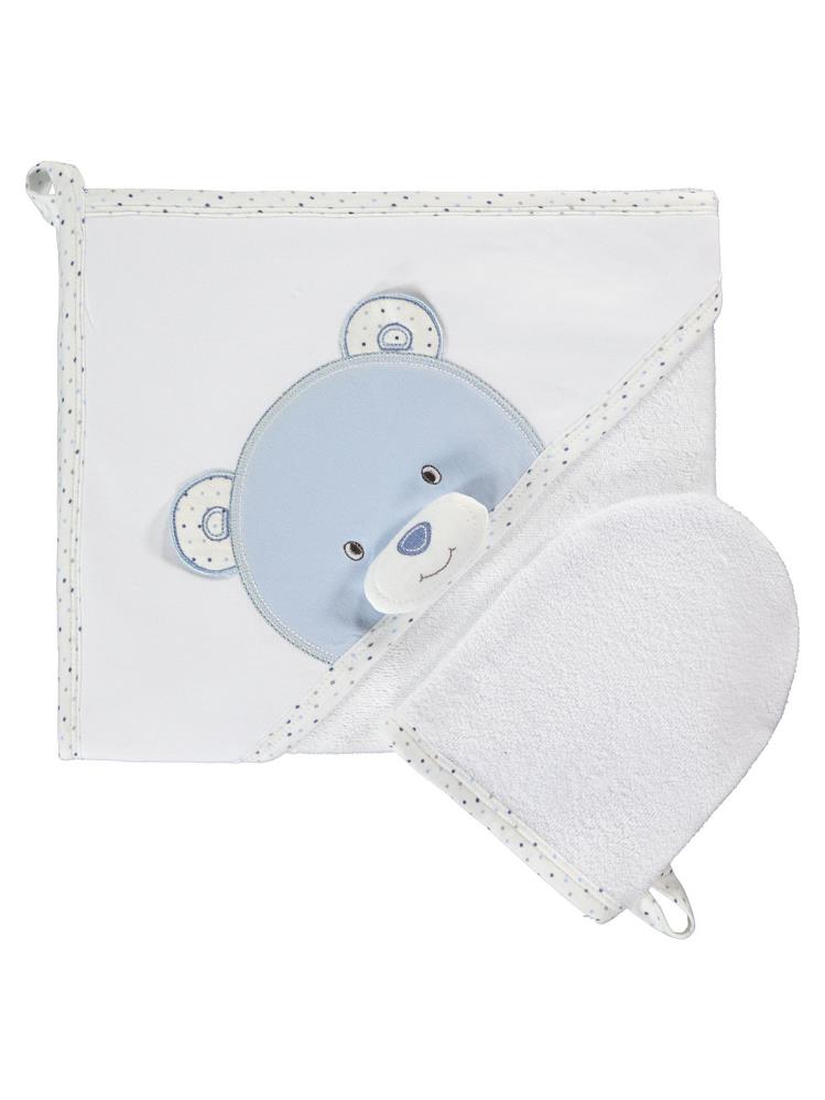 Minidamla Keseli Ayılı Kurulama Havlusu - Beyaz