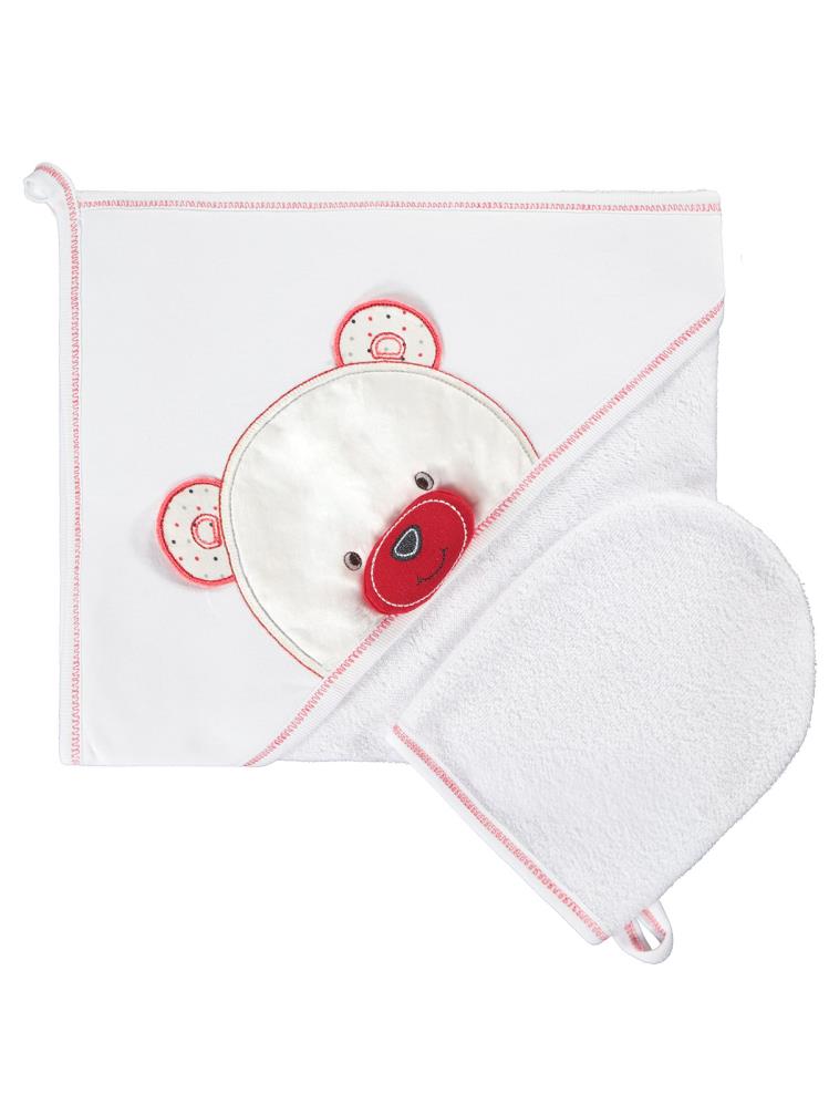 Minidamla Keseli Ayılı Kurulama Havlusu - Beyaz