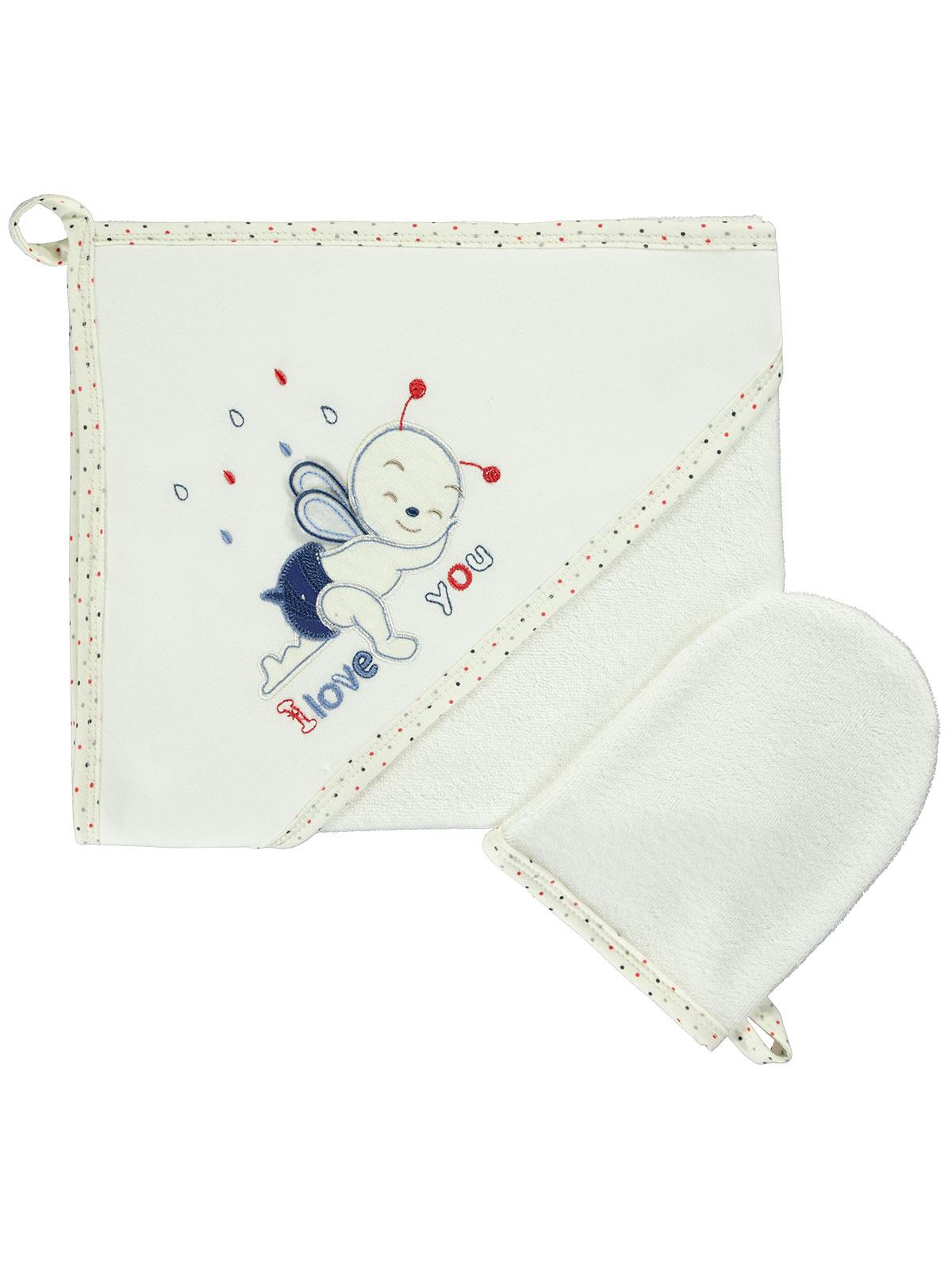 Mınıdamla Arı Nakslı Kurulama Keselı Havlu - Ekru