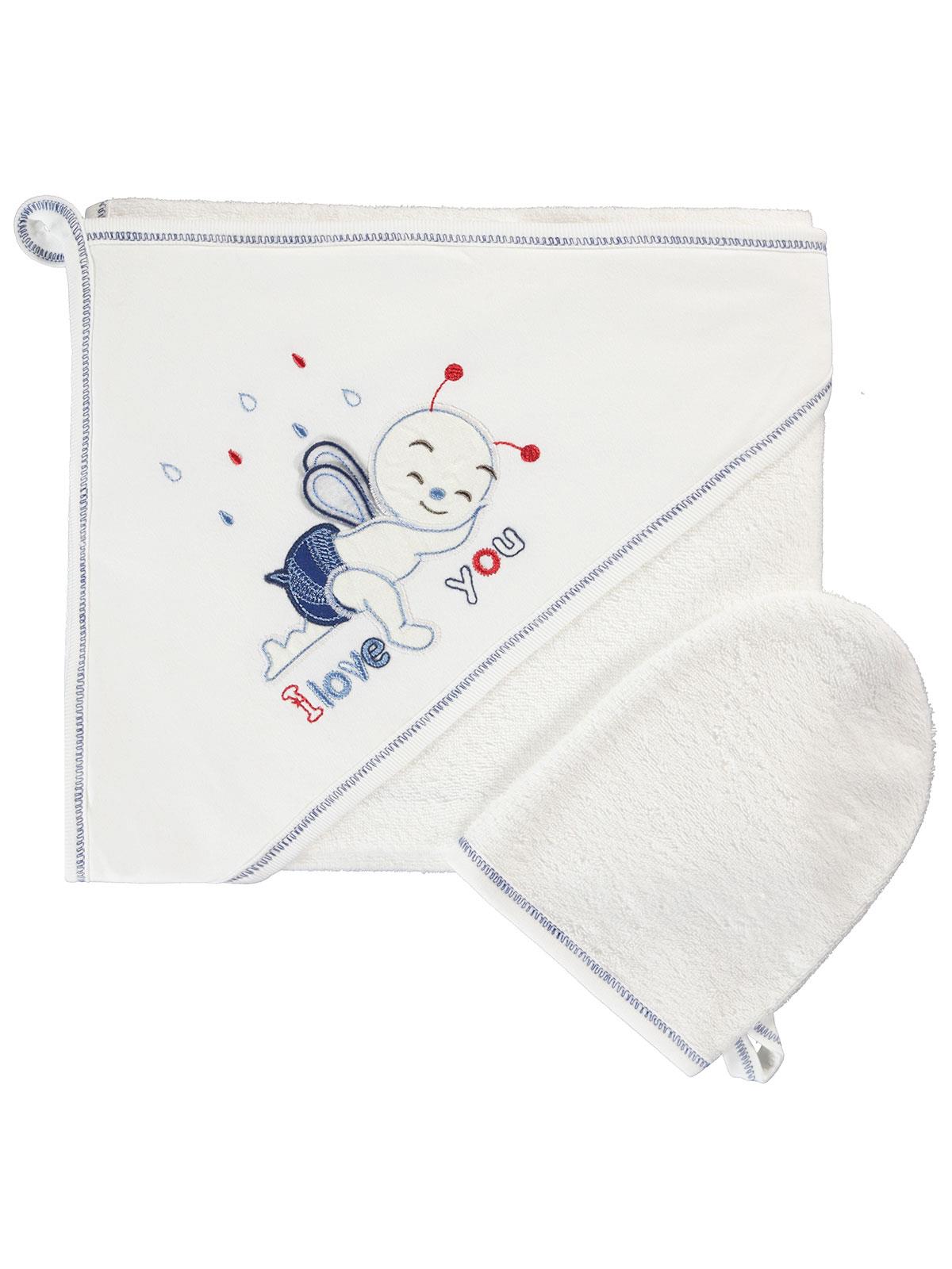 Mınıdamla Arı Nakslı Kurulama Keselı Havlu - Ekru