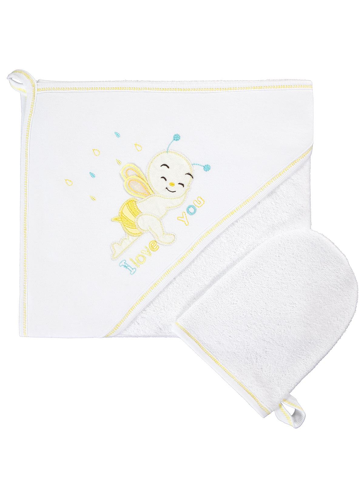 Mınıdamla Arı Nakslı Kurulama Keselı Havlu - Beyaz